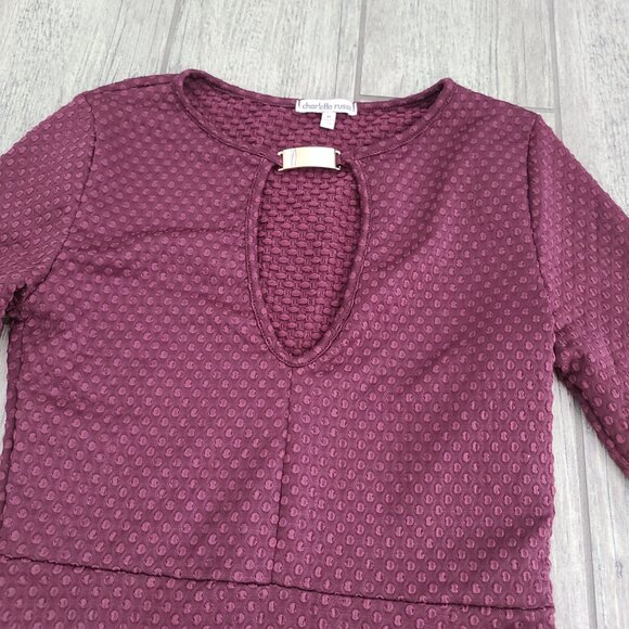 Charlotte Russe women's maroon/burgundy textured cutout bodycon dress size M - Picture 5 of 12